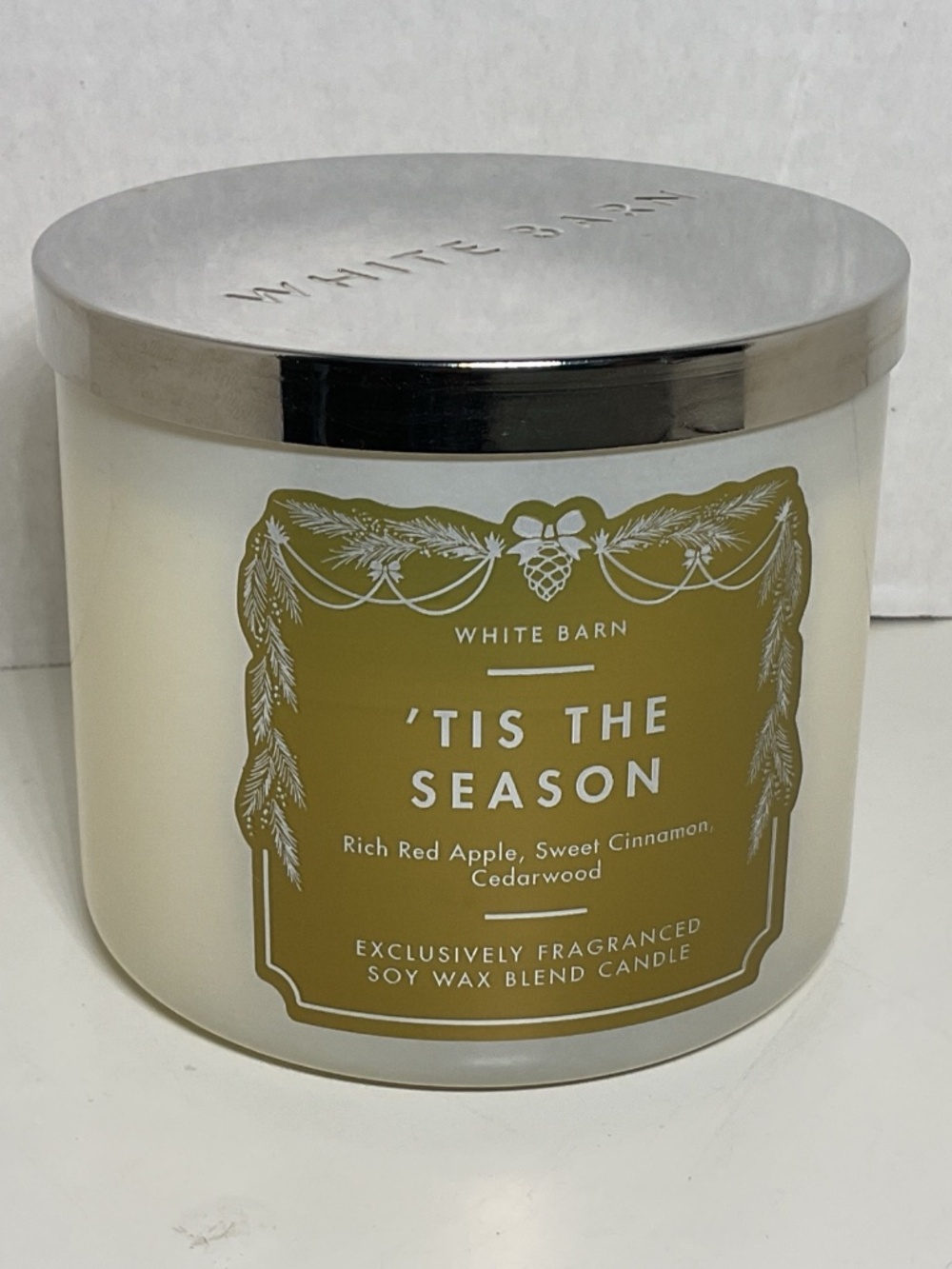 Bath & Body Works 'Tis The Season 3 Wick Candle Soy Wax Apple Cinnamon 14.5 oz
